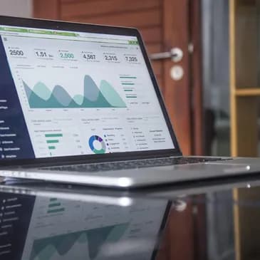 Laptop displaying statistics