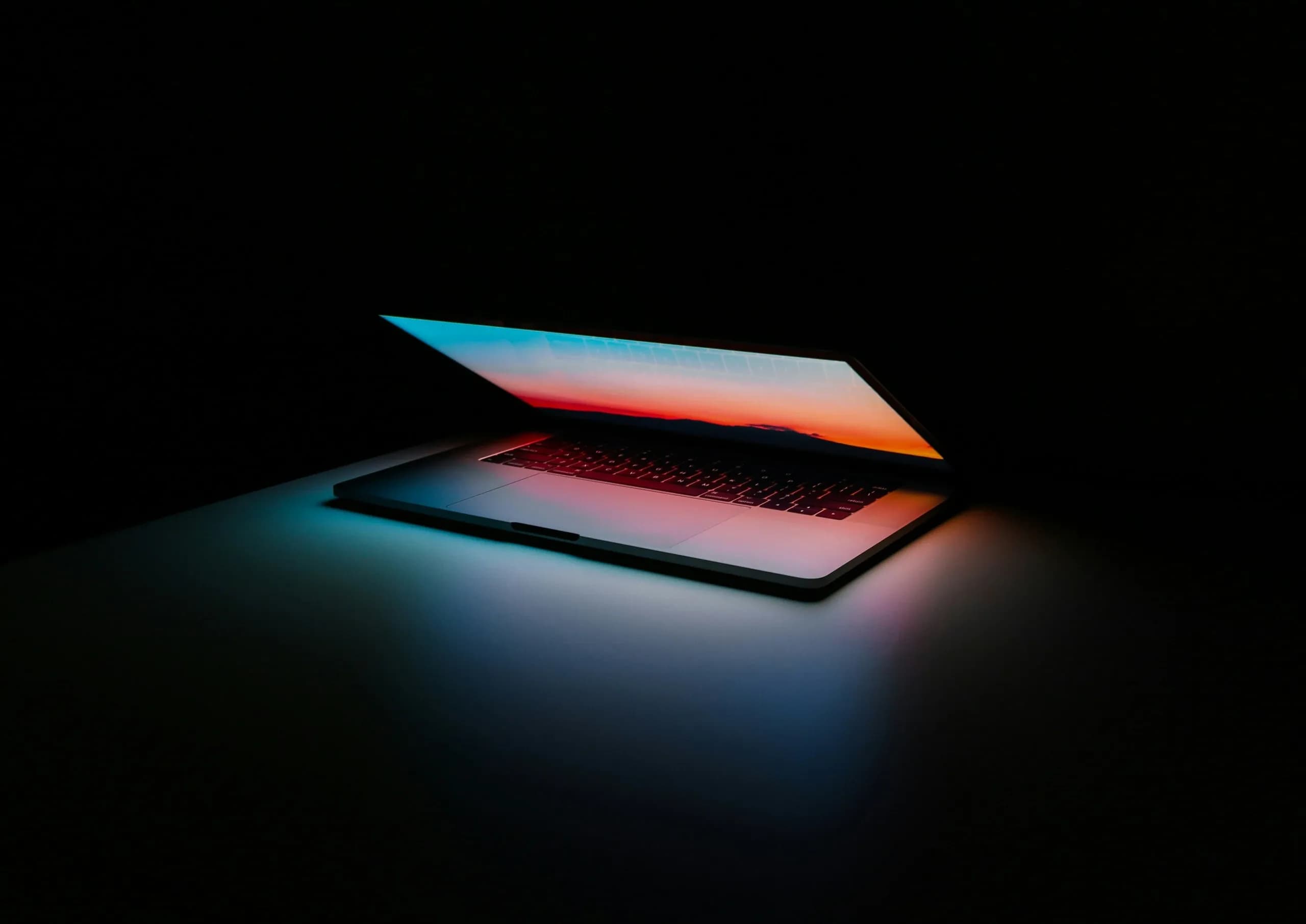 Slightly opened laptop